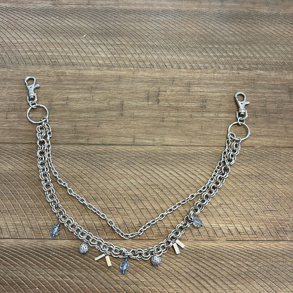 Silver Metal Two Layer Pant Chain with Charms